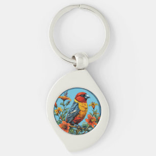 Colourful Parrot crossbill Bird Key Ring