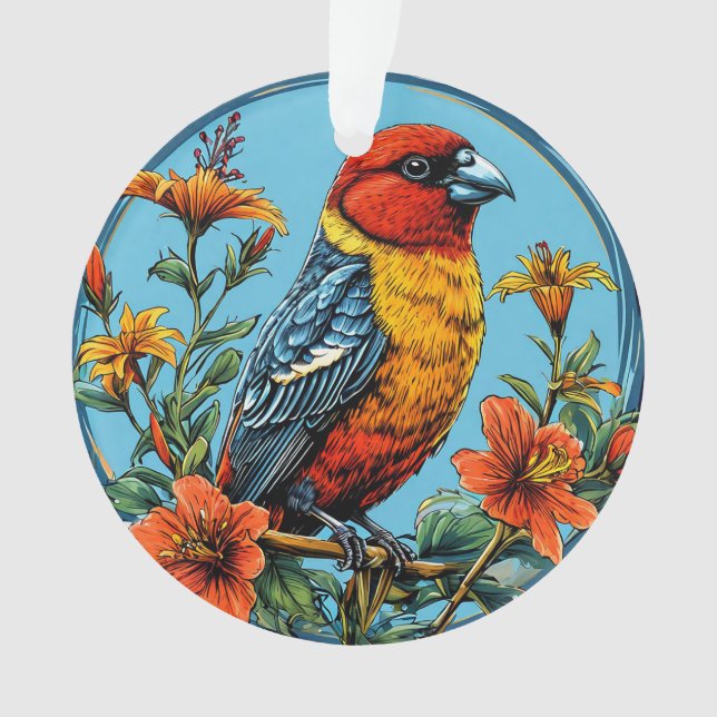 Colourful Parrot crossbill Bird Ornament (Front)