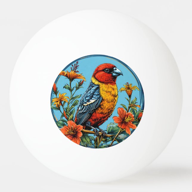 Colourful Parrot crossbill Bird Ping Pong Ball (Front)