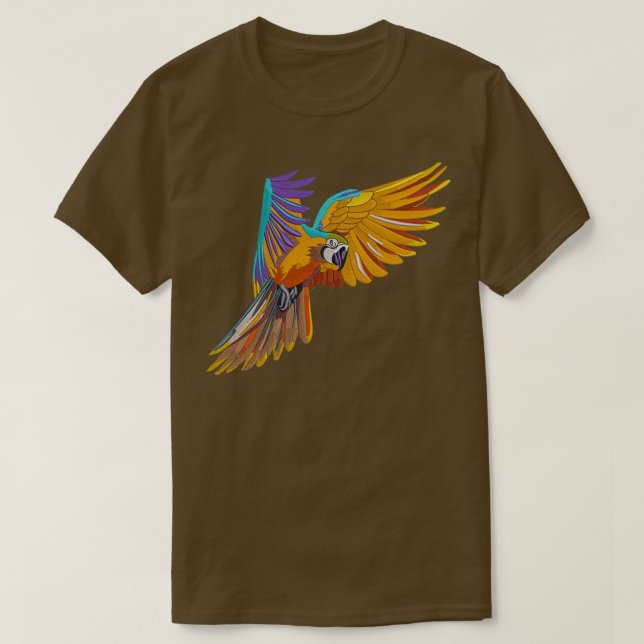 Colourful Parrot Embroidery T-Shirt (Design Front)