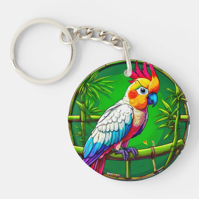 Colourful parrot key ring (Front)