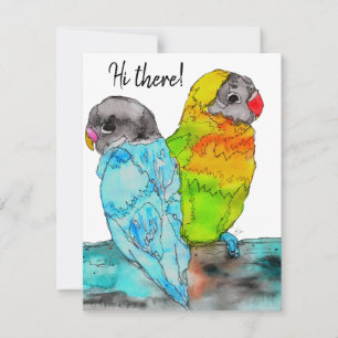 Colourful Parrot Love Birds Greeting Card