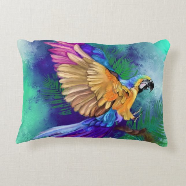 Colourful Parrot Pillow (Back)