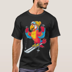 Colourful Parrot Skiing Adventure Winter Fun  T-Shirt