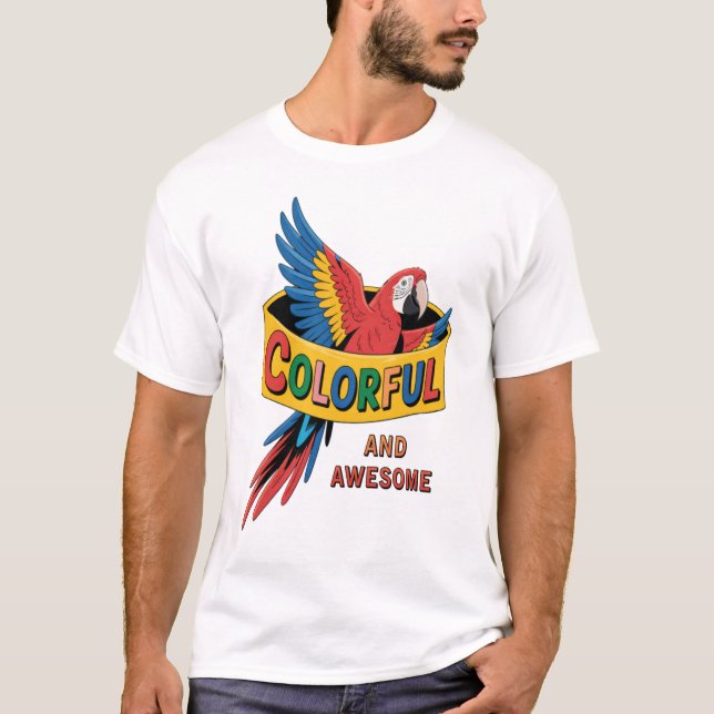 Colourful Parrot  T-Shirt (Front)