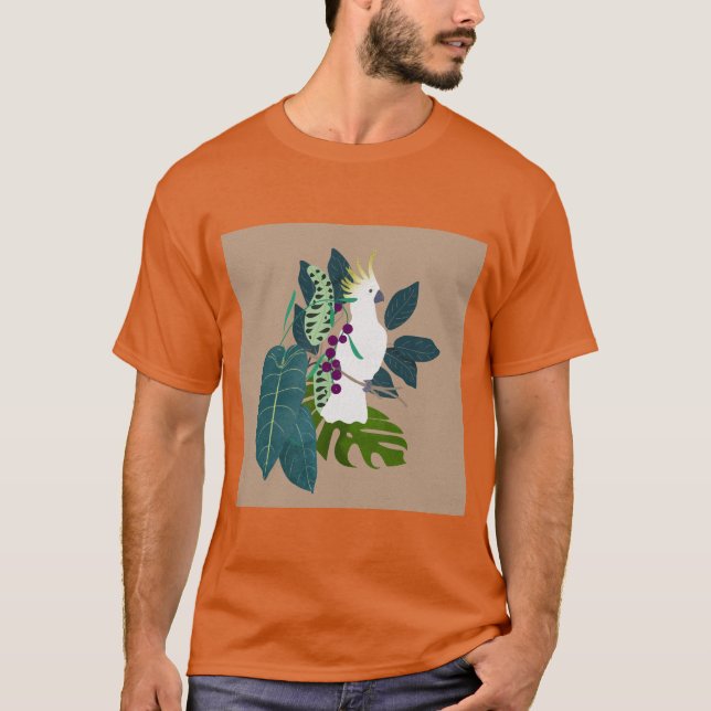 Colourful Parrot – Tropical Bird Art Tee (Front)