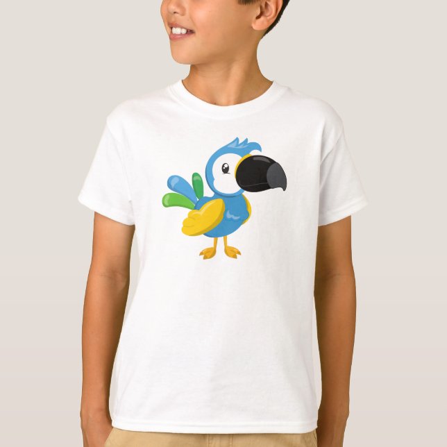 Colourful Parrot, Tropical Parrot, Cute Parrot T-Shirt (Front)
