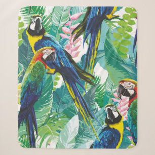 colourful parrots and exotic flowers sherpa blanket