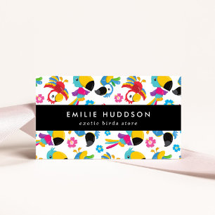 Colourful Parrots, Flowers, Pet Shop, Bird Store Business Card