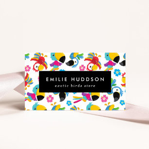 Colourful Parrots, Flowers, Pet Shop, Bird Store Business Card