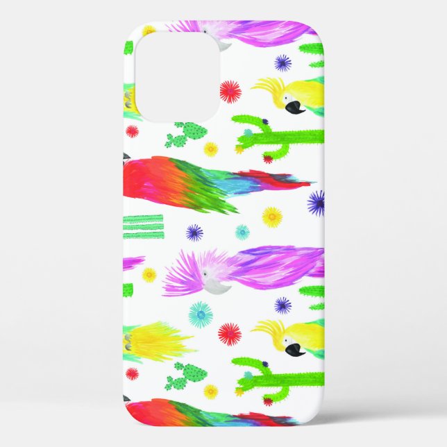 Colourful parrots, hand-drawn pattern. Case-Mate iPhone case (Back)