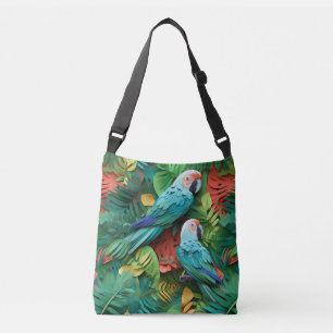 Colourful parrots kirigami crossbody bag