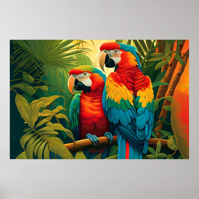 Colourful Parrots Poster (Front)