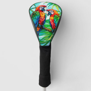 Colourful Parrots Stained Glass Golf Head Cover