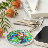 Colourful Parrots Stained Glass
