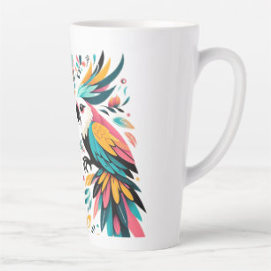 Colourful Parrots Tropical Art Latte Mug