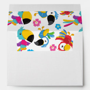 Colourful Parrots, Tropical Parrots, Birds, Flower Envelope