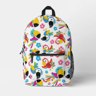 Colourful Parrots, Tropical Parrots, Birds, Flower Printed Backpack