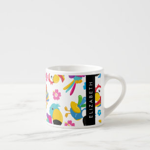 Colourful Parrots, Tropical Parrots, Your Name Espresso Cup