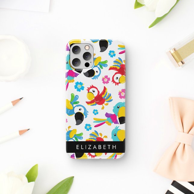 Colourful Parrots, Tropical Parrots, Your Name iPhone 16 Case (Creator Uploaded)