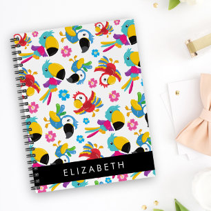 Colourful Parrots, Tropical Parrots, Your Name Notebook
