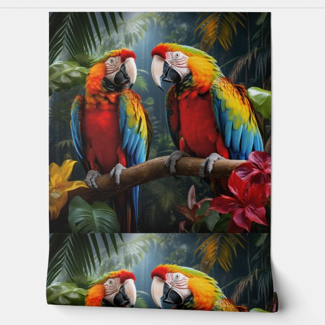 Colourful Parrots Wallpaper (Unrolling)