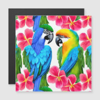 Colourful Parrots with Tropical Flowers Throw Pill