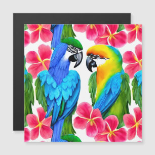 Colourful Parrots with Tropical Flowers Throw Pill