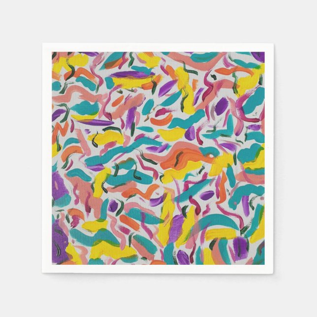 Colourful Party Abstract Print  Napkin (Front)