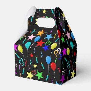 Colourful party balloons and stars favour box