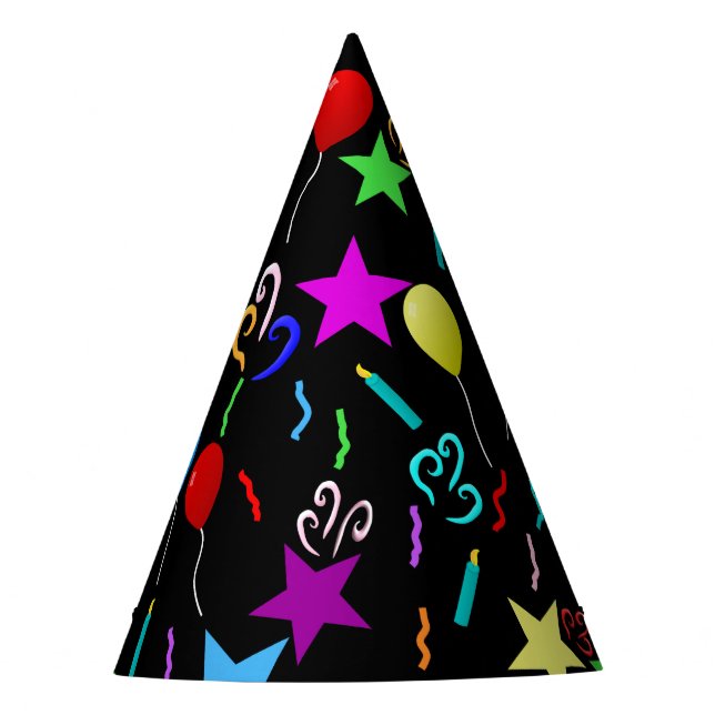 Colourful party balloons and stars hat (Front)