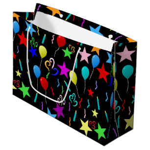 Colourful party balloons and stars large gift bag