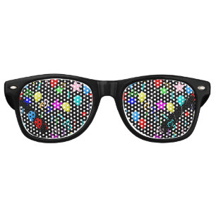 Colourful party balloons and stars retro sunglasses