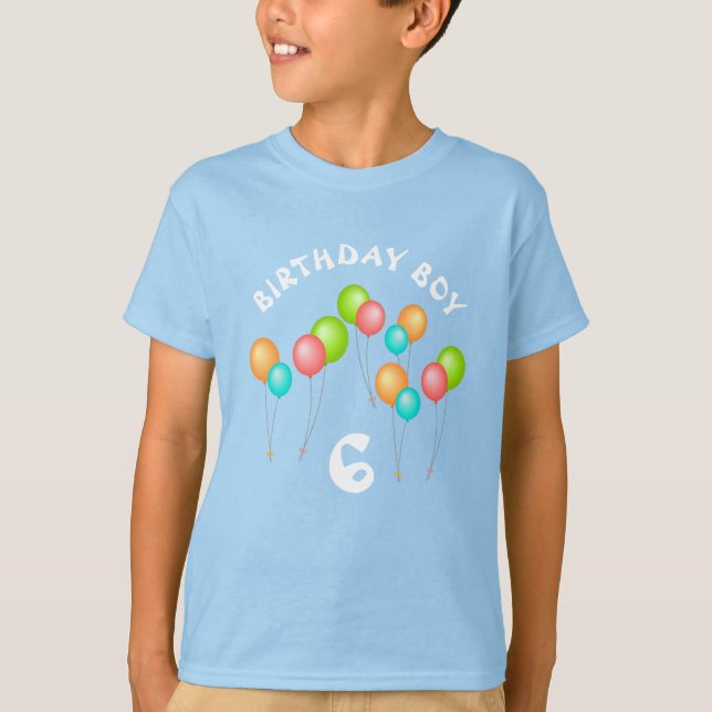 Colourful Party Balloons Birthday Boy Blue T-Shirt (Front)