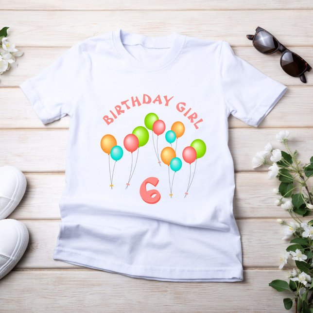 Colourful Party Balloons Birthday Girl T-Shirt (Creator Uploaded)