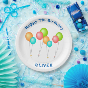 Colourful Party Balloons Kid Birthday Paper Plate