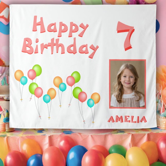 Colourful Party Balloons Kid Birthday Photo Tapestry (Creator Uploaded)