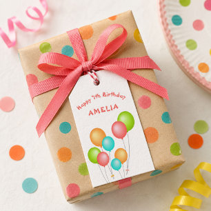 Colourful Party Balloons Kid Happy Birthday Gift Tags