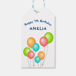 Colourful Party Balloons Kid Happy Birthday  Gift Tags
