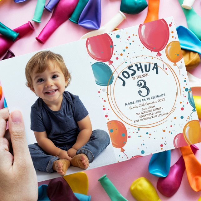 Colourful Party Balloons Kids Birthday Party Invitation (Creator Uploaded)