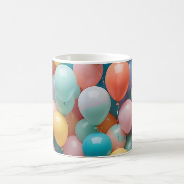 Colourful Party Balloons Pattern  Coffee Mug (Center)
