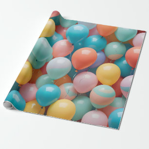 Colourful Party Balloons Pattern Wrapping Paper