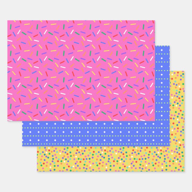 Colourful Party Celebration Pattern Wrapping Paper (Set)