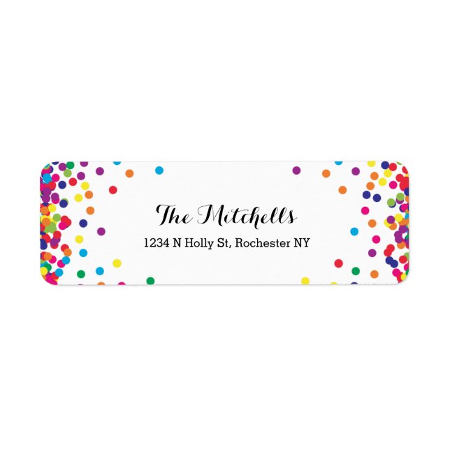 Colourful Party Confetti Return Address Labels (Front)