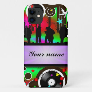 Colourful party people dancing iPhone 11 case