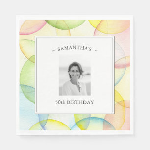 Colourful Party Personalised Photo Birthday Napkin