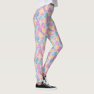 Colourful Pastel Abstract Geometric Shapes Lines Leggings
