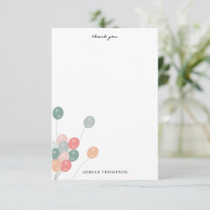 Colourful Pastel Birthday Party Balloons Modern Thank You Card