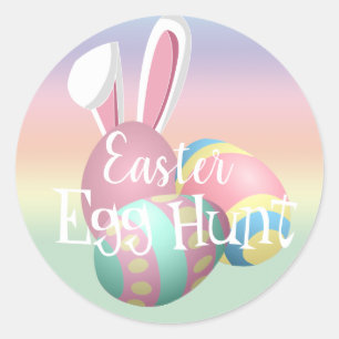 Colourful Pastel Bunny Ears Easter Egg Hunt Classic Round Sticker