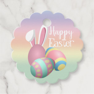 Colourful Pastel Bunny Ears Happy EASTER Favour Tags